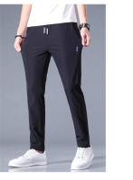 Pantalones Casuales Para Hombre De Seda Con Hielo 2024 Verano Negro Gris Delgados Negocios Casual Pantalones Rectos Elásticos Transpirables Para Exteriores - details 5