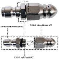 Boquilla De Limpieza De Tubería De Aguas Grisales De Acero Inoxidable Con Conector Rápido Para Desobstrucción Rotatoria 1/4 Pieza - details 3