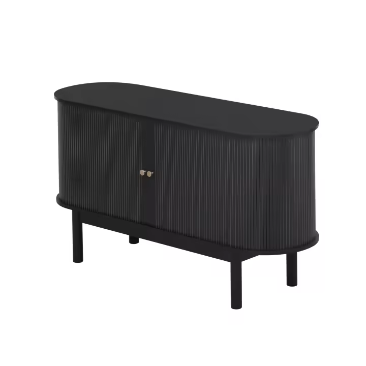 Aparador Vintage Moderno de Madera, Aparador de Lamas con Puertas Corredizas y Pitas de Pino, Armaro de 138cm con Estantes Ajustables para Cocina, Recibidor - 1