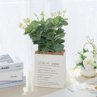 20/100PCS Hojas De Eucalipto Verdes Artificiales Para Decoración Navideña Vajillas Hogar Jardín Bodas Scrapbooking - details 3