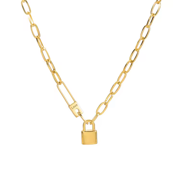 Collar De Cadena Gruesa Con Colgante De Letras De Amor En Acero Inoxidable 316L Estilo Retro Punk Exagerado Para Mujer Moda Para Fiesta - 1