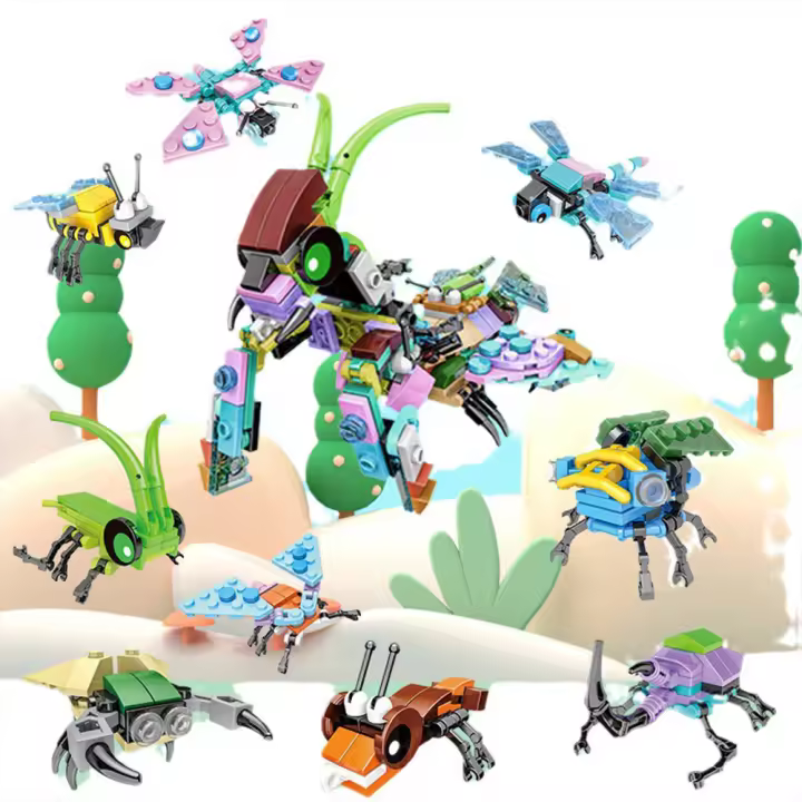 Bloques De Construcción Mini Serie Insectos 10 En 1 Buitres Mariposa Mosca Libélula Coleópteros Abejas Grillos Juguetes Educativos Para Niños - 1