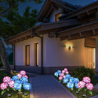 Lámpara Solar LED De 3 Cabezas Con Flor De Rosa Y Hibisco Para Jardín Patio Decoración De Casa Rústica Iluminación Exterior Para Verduras Y Frutas - details 2