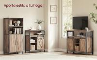 VASAGLE Mueble de Almacenamiento, Aparador, Armario de Cocina, con Puerta Corredera, 30 x 70 x 80 cm, Estante Ajustable, Estilo Rústico, para Sala de Estar, Marrón Rústico y Negro/Marrón Roble y Negro - details 3