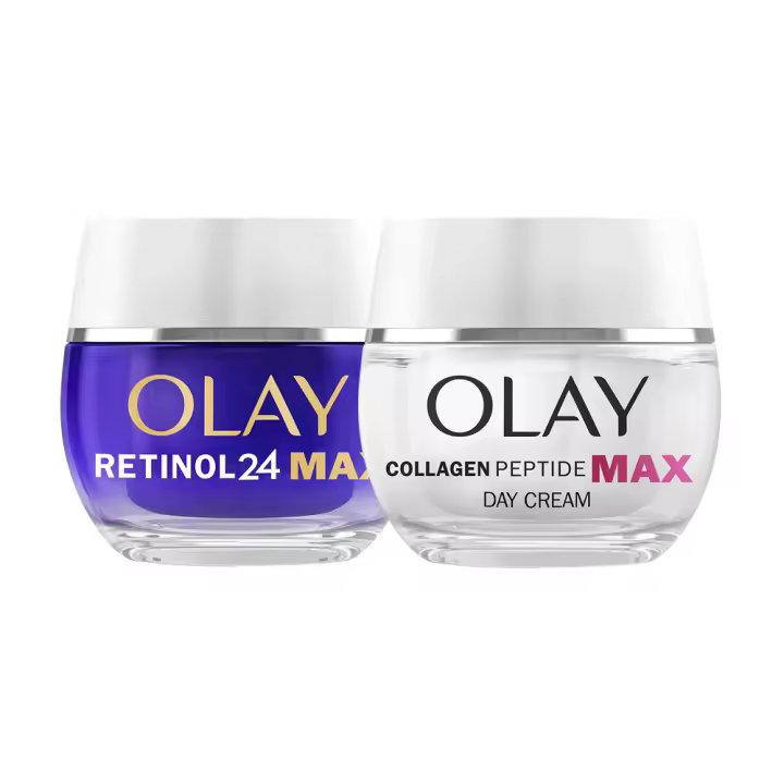 Olay Regenerist Retinol 24 MAX Crema Hidratante De Noche, sin fragancia + Olay Collagen Peptide24 MAX Crema Facial De Día Con Péptido De Colágeno Y Niacinamida, 50+50ml - 1