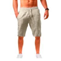 Shorts De Lino Y Algodón Para Hombre Summe Pantalones Transpirables De Color Sólido Fitness Streetwear Talla 3XL - details 6