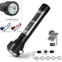 Linterna Táctica Multifuncional USB Recargable Solar Para Supervivencia Al Aire Libre Con 10 Funciones Rompe Vidrio De Emergencia Torcha Para Camping Y Coche - details 0