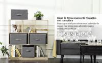 SONGMICS Cajas de Almacenamiento Plegables, con Tapas y Asas, Organizador para Juguetes, Ropa, Gris/Gris Paloma - details 0
