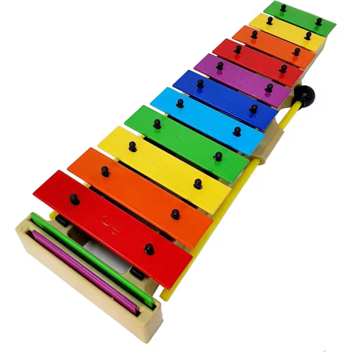 ROCKSTAR MUSIC - Glockenspiel Carrillón Metalófono Xilófono DG13N cromático, 13 teclas colores y mazas. Instrumento Musical. Colores vibrantes - 1