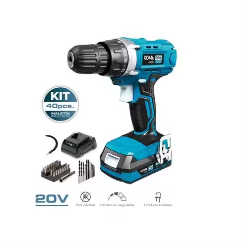 Kit Taladro Atornillador Inalámbrico 20V con Batería y Cargador - Edm - 1