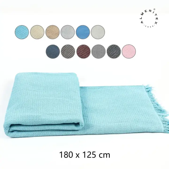 Colcha Multiusos Sofa, Manta Foulard, Plaid para Cama, Cubresofa Cubrecama, Comoda Practica y Suave color ARCO,AZUL CELESTE - 1