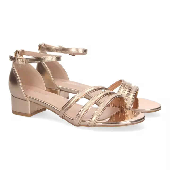 PuntoSalao Sandalias de tacón bajo cómodo para fiesta mujer champán RG773 - 1