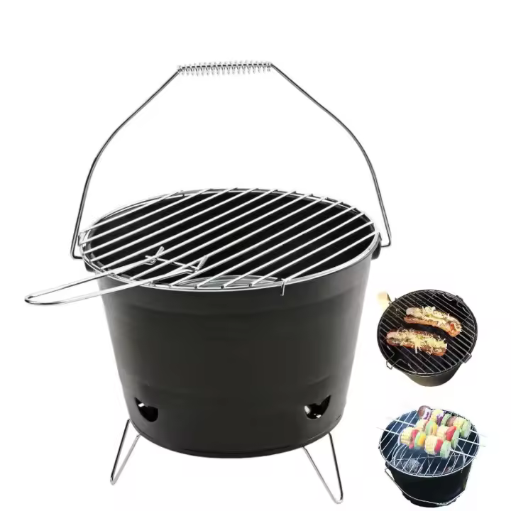Barbacoa Redonda Metálica Portátil - Dimensiones 27x22cm - Karawan. - 1