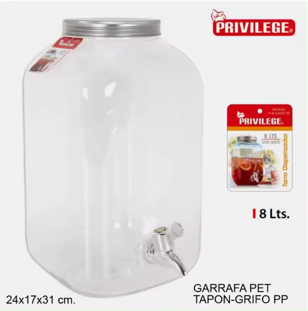 A&M MARBELLA Tarro de Plástico con Grifo de 8L para Bebidas Frías y Calientes - 1