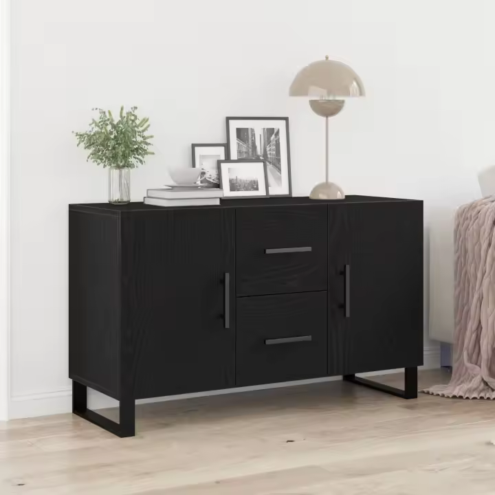 vidaXL Aparador Negro de Roble 100x36x60 cm Madera Engineered - 1