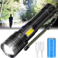 Indoor táctica LED de Alta potencia, 4000LM 100M Range, 2 EN 1 LED, Interior de aleación de Aluminio COB, 7 Modos de zoom IPX6 waterproof interior, camping, senderismo - details 0
