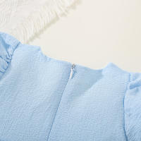 Vestido De Verano Para Bebé Niña En Color Sólido Con Cuello Redondo Y Lazo Para Uso Diario De Longitud De Rodilla - details 17