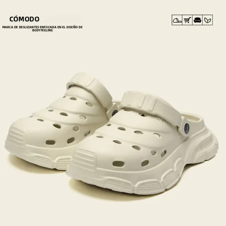 Zapatillas Perforadas Para Hombre Para Uso Outdoor Verano Suela Gruesa Antideslizante Deporte Sandalias Cómodas Para La Playa - 1
