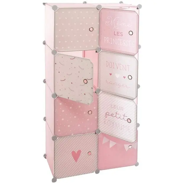 Armario Con Almacenamiento Y Barra Modulable Rosa Y Azul Atmosphera-MUEBLE INFANTIL 64X31.5X124CM - 1
