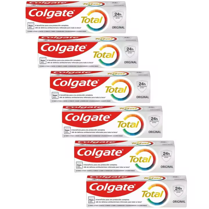 COLGATE Total Original - pasta de dientes - 24h de protección Activa - pack AHORRO de 6 unidades de 75ml - 1