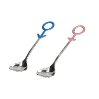 Cuchara de pareja innovadora en forma de corazón Cuchara de acero inoxidable 304 para cocina Hogar Restaurante Azul Rosa Plata - details 2