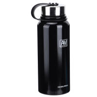 Botella de agua térmica portátil de acero inoxidable de doble capa con aislamiento al vacío de 800 ml para viajes en casa, color negro, 800 ml - details 1