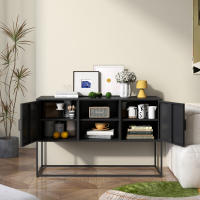 Decorativo de metal Negro, aparador y Caja Fuerte de Casillero, Estructura metálica robusta con elegante color Negro, H 75 cm x W 120 cm x P 40 cm - details 1