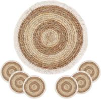 Gerimport - Juego de 6 Manteles Individuales Redondos 20cm - Tejido Natural - details 0