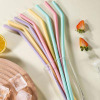 4Pcs Tenedores De Silicona De Grado Alimenticio Colores Para Niños Bebidas Agua Jugos Curvados Reutilizables Pajillas De Coctel - details 3