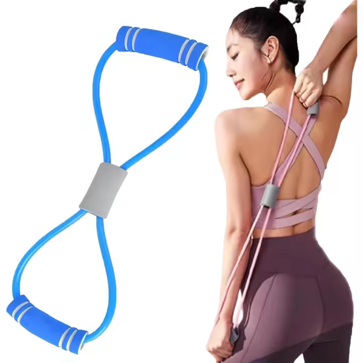Banda de resistencia Saludea, banda de resistencia en forma de 8 con asas, banda elástica para ejercicios de brazos, espalda y hombros, ideal para entrenamientos de cuerpo completo, entrenamiento de fuerza, estiramiento y flexibilidad. - 1