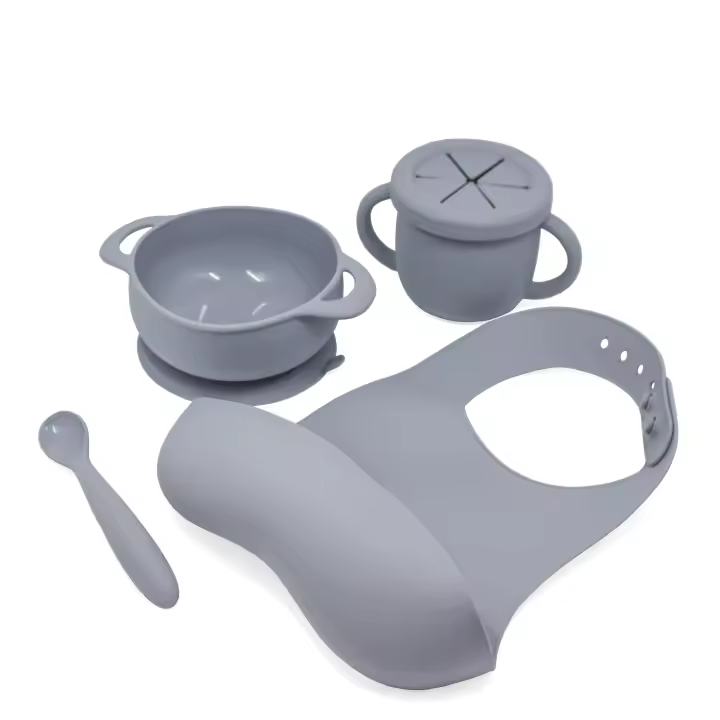 Vajilla silicona organica Shom para bebes leaden grey - 1