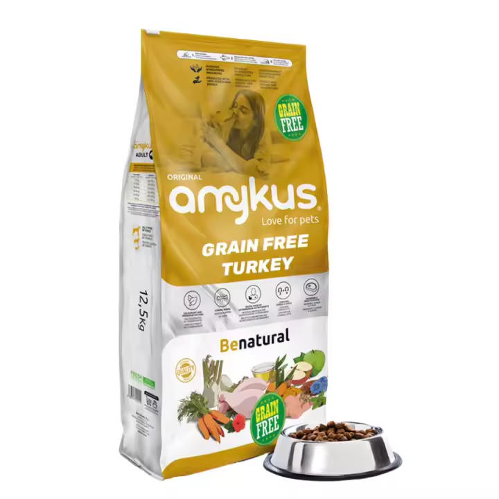 Amykus Grain Free Turkey – Pienso sin Cereales para Perros Adultos, Pavo Natural - para Perros con estómagos sensibles - 1