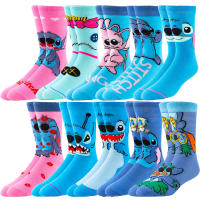 5 Pares De Calcetines De Anime Manga Para Mujer Diseño De Dibujos Animados Cómodos Y Suaves De Cuello Medio Y Redondo - details 0