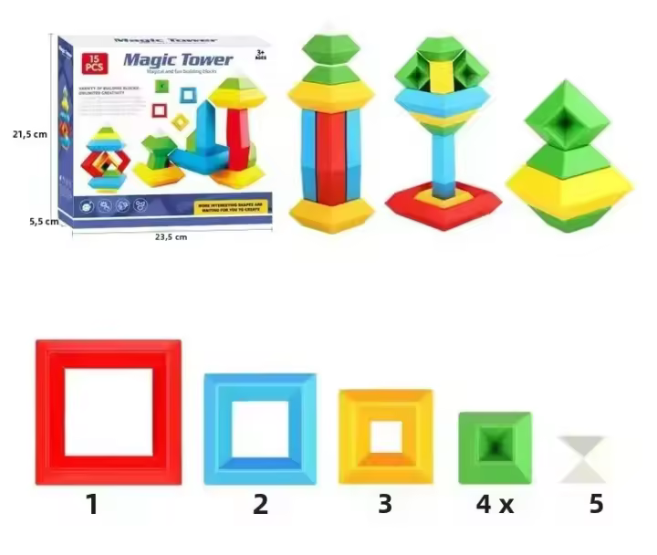 Juguetes Para Niños Rompecabezas De Desarrollo Inteligente Bloques Musicales De Pirámide Creativos Torre Alta Sin Baterías - 1