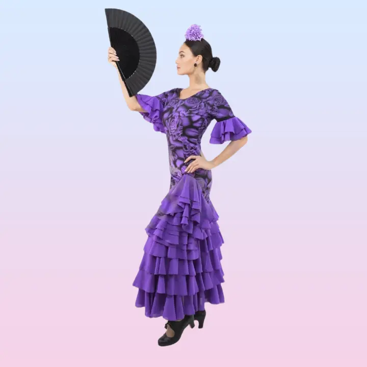 Vestido ANUKA Baile Flamenco Estampado Elástico Cómodo Tallas S-2XL - 1