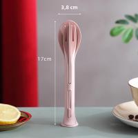 Juego De Comedor Portátil De 3 Piezas Set De Cutlería Desmontable De Trigo Algodón De Seda Para Viajes Y Camping - details 9