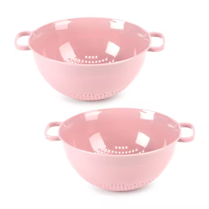 Plastic Forte - Juego de 2 Coladores para Pasta con Doble Asa. Rosa - 1
