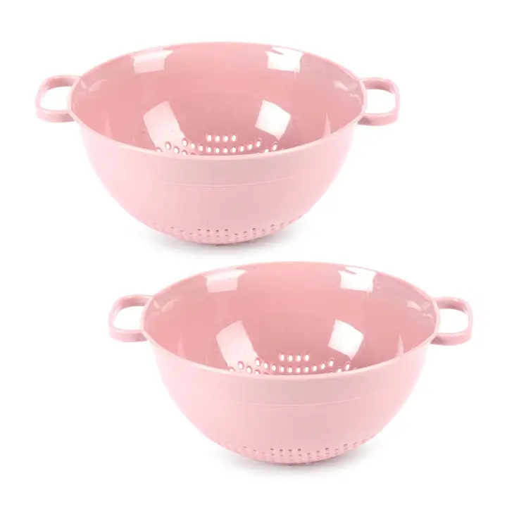 Plastic Forte - Juego de 2 Coladores para Pasta con Doble Asa. Rosa - 1