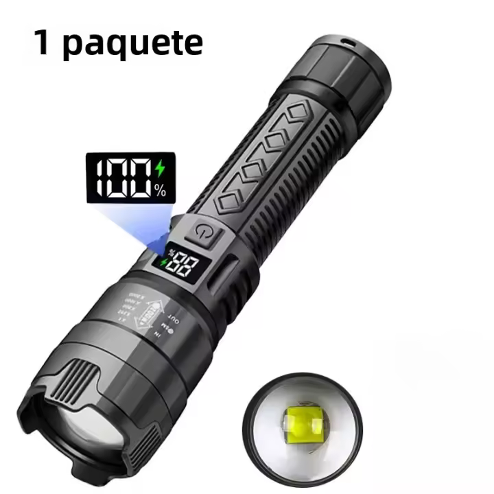 Lámpara De Mano Táctica Recargable USB Alta Potencia LED Luz Fuerte Impermeable Torcha Portátil Para Exteriores Con Alcance Extra Largo - 1