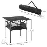 Outsunny Mesa de Camping Plegable Mesa de Picnic con Espacio Almacenaje de Malla y Bolsa de Transporte para Jardín Patio Exterior 70x70x69 cm - details 2
