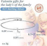 Pulsera de plata de ley 925 con inicial de corazón para mujeres y niñas, 16 + 5 cm - details 4