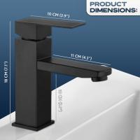 Grifo lavabo negro mate acero inoxidable monomando agua fria y caliente con 2 mangueras incluidas grifo negro lavabo grifo baño negro grifo de lavabo negro - details 2
