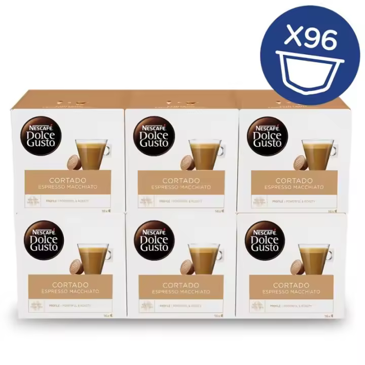 NESCAFÉ Dolce Gusto Cortado - x6 pack de 16 cápsulas - Total: 96 cápsulas, pack ahorro 6 paquetes de cortado - 1