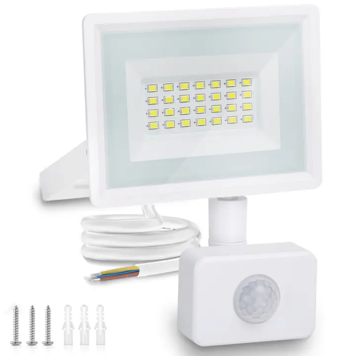 Aigostar 20W Foco LED con Sensor Movimiento PIR，1650LM Super Brillo Focos LED Exterior，IP65 Impermeable，Blanco Natural 4000K Luz de Seguridad para Jardín， Patio，Garaje， etc. - 1