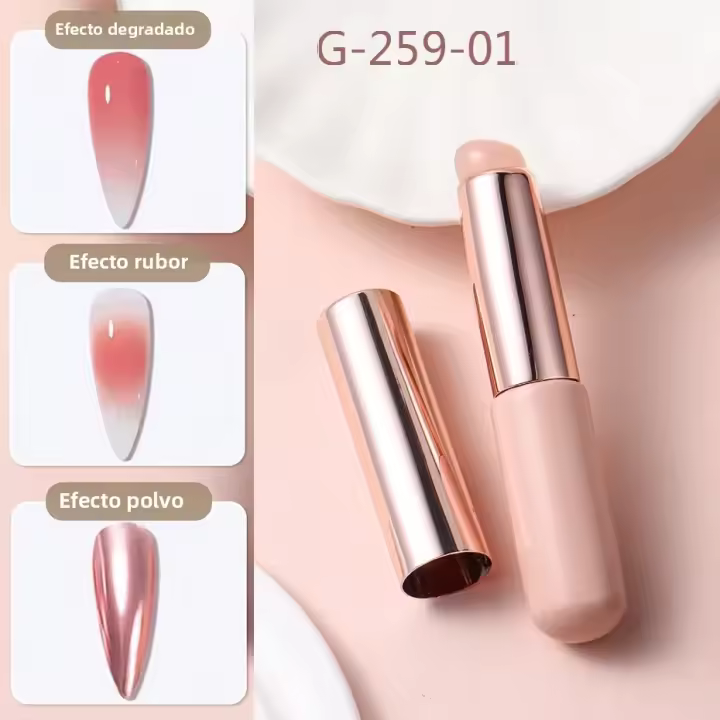 Brocha De Silicona Para Arte De Uñas Reutilizable Con Espejo Aplicador De Pigmento Para Manicura Efecto Gradiente Herramienta De Arte De Uñas - 1