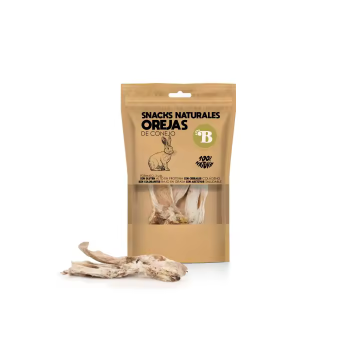 BIMORDISCOS Pet Products - Orejas de Conejo para Perros (con Pelo) - Snacks para Perros - 1