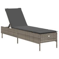 vidaXL Tumbona con cojín ratán sintético Negro, Marrón, Gris Sillas de Exterior Ideal para jardín, playa, piscina, terraza Tumbona Piscina Tumbonas Playa Tumbonas Jardín Exterior - details 4