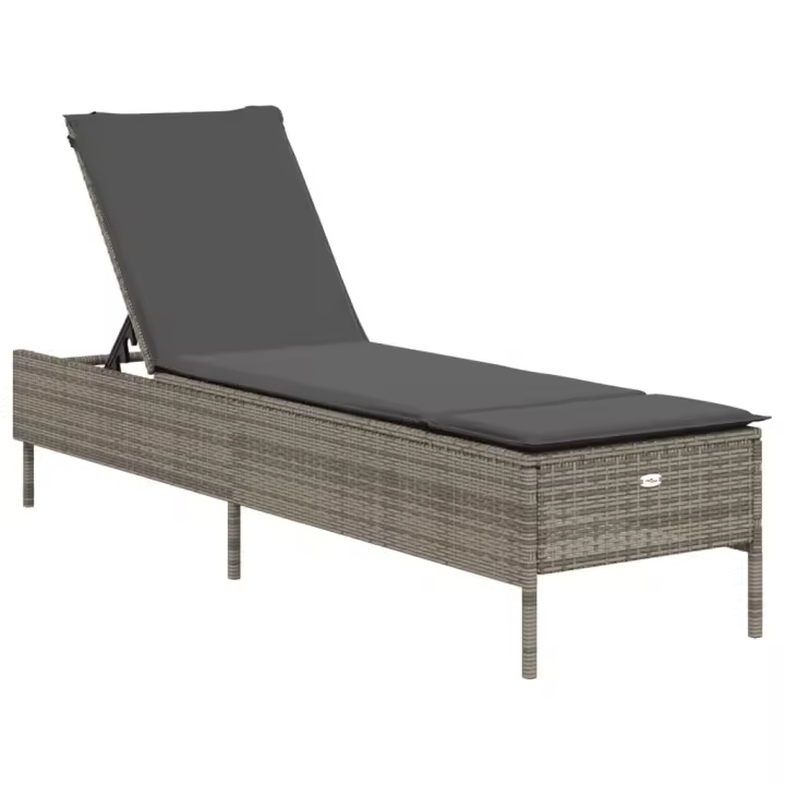 vidaXL Tumbona con cojín ratán sintético Negro, Marrón, Gris Sillas de Exterior Ideal para jardín, playa, piscina, terraza Tumbona Piscina Tumbonas Playa Tumbonas Jardín Exterior - 1