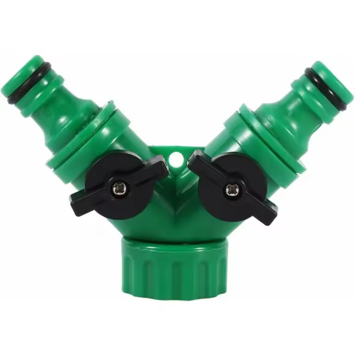 Divisor de manguera de 2 vías, conector de manguera manguera de jardín de riego por goteo con adaptador Ro de válvula Y - 1