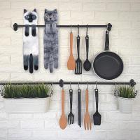Divertidos Gatos Toalla de Mano-Decoración Gato Toalla Colgantes para Baño Trapos de Cocina-Animal Absorbente suave Toallas-regalos Graciosos Para Originales Mujer Amantes de Los Gatos-Corto Azul - details 2
